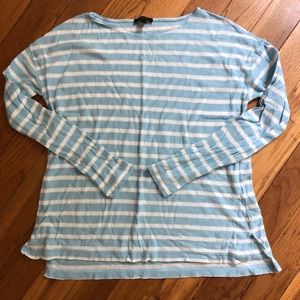 J. Crew oversized sweater, blue and white stripes